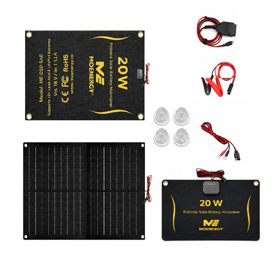 20W Foldable Solar Battery Maintainer Kit — PWM Controlled
