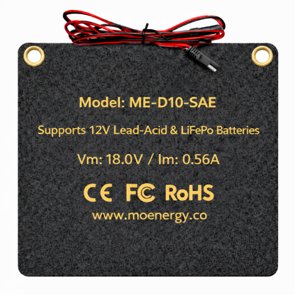 10W Foldable Solar Battery Maintainer Kit — PWM Controlled