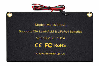 20W Foldable Solar Battery Maintainer Kit — PWM Controlled