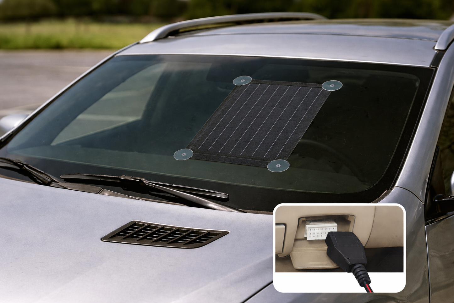 25W Vehicle Solar Battery Maintainer Kit (OBD II + Suction Mount)